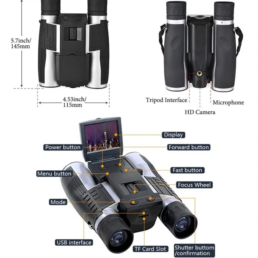 COPY - 12x ZOOM, 1080p PUISSANT Digital 12x32 Video Recording Camera Binoculars